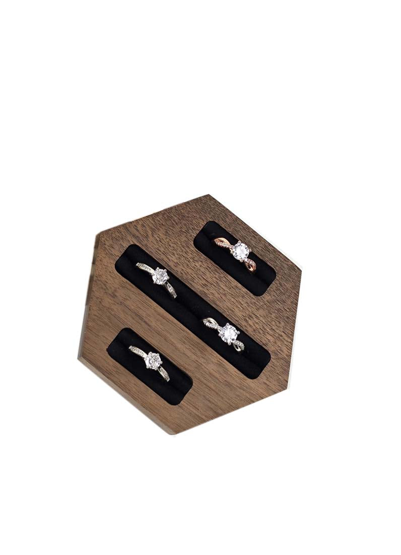 DISPLAY660 - Black Wooden Rings Holder