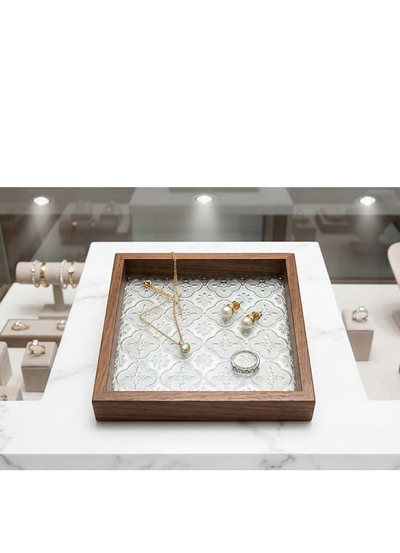 DISPLAY606 -  Wooden Glass Square Tray (L)