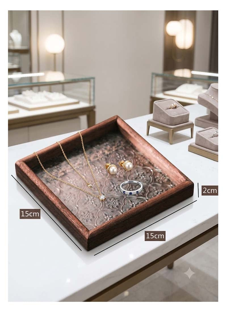 DISPLAY607 -  Wooden Glass Square Tray (S)