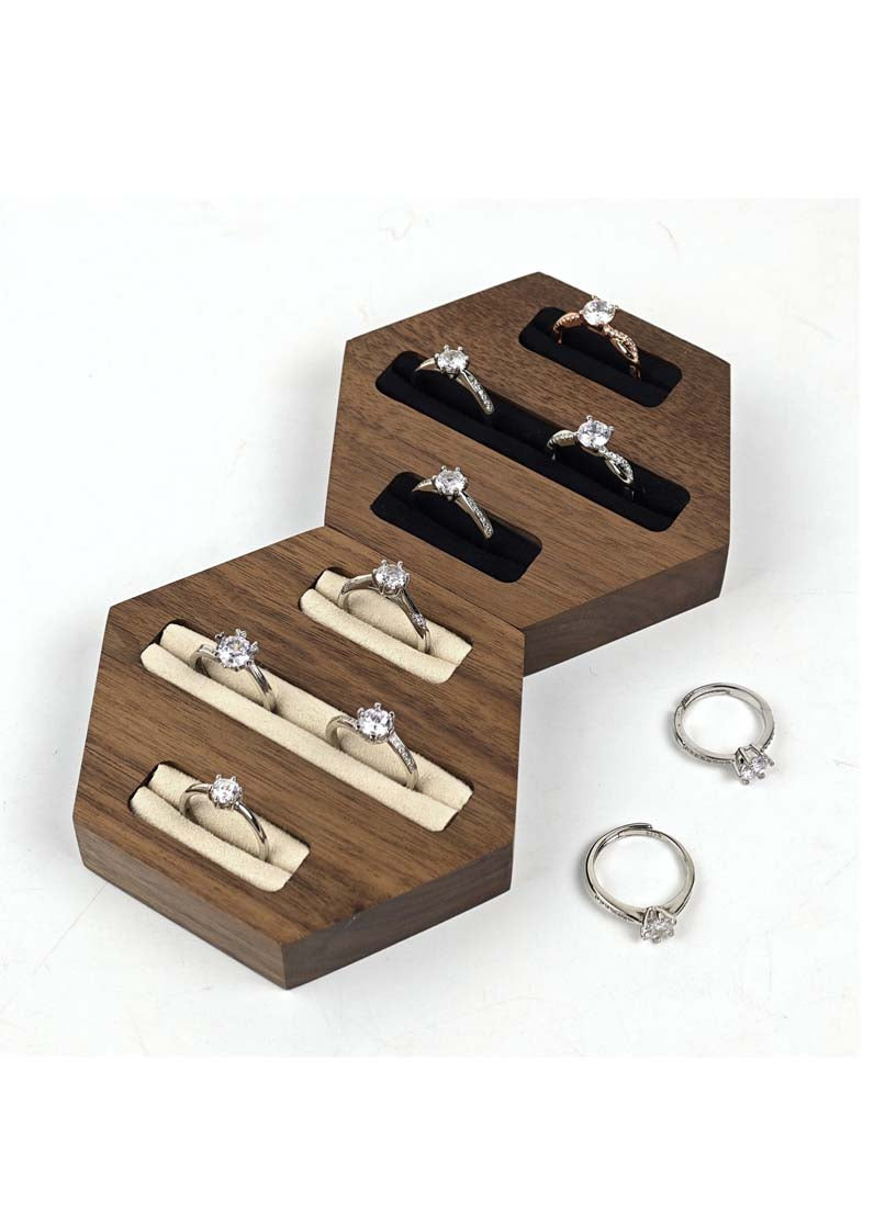 DISPLAY660 - Cream Wooden Rings Holder
