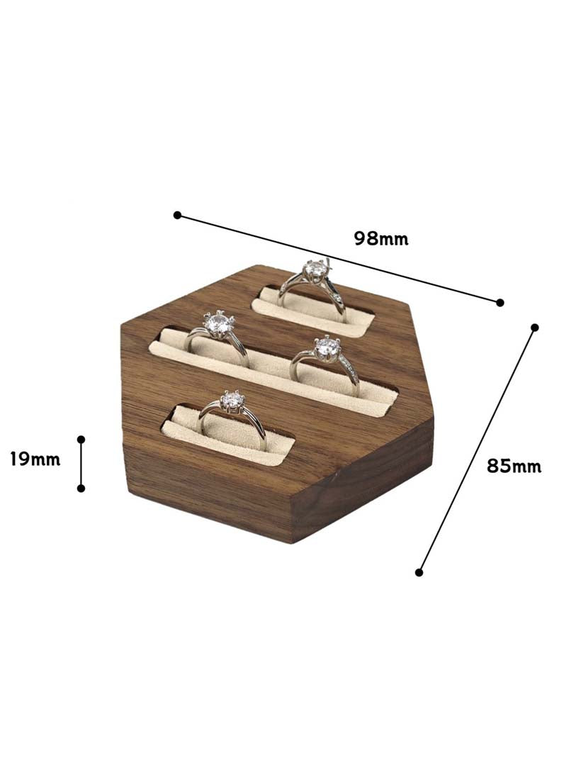 DISPLAY660 - Cream Wooden Rings Holder