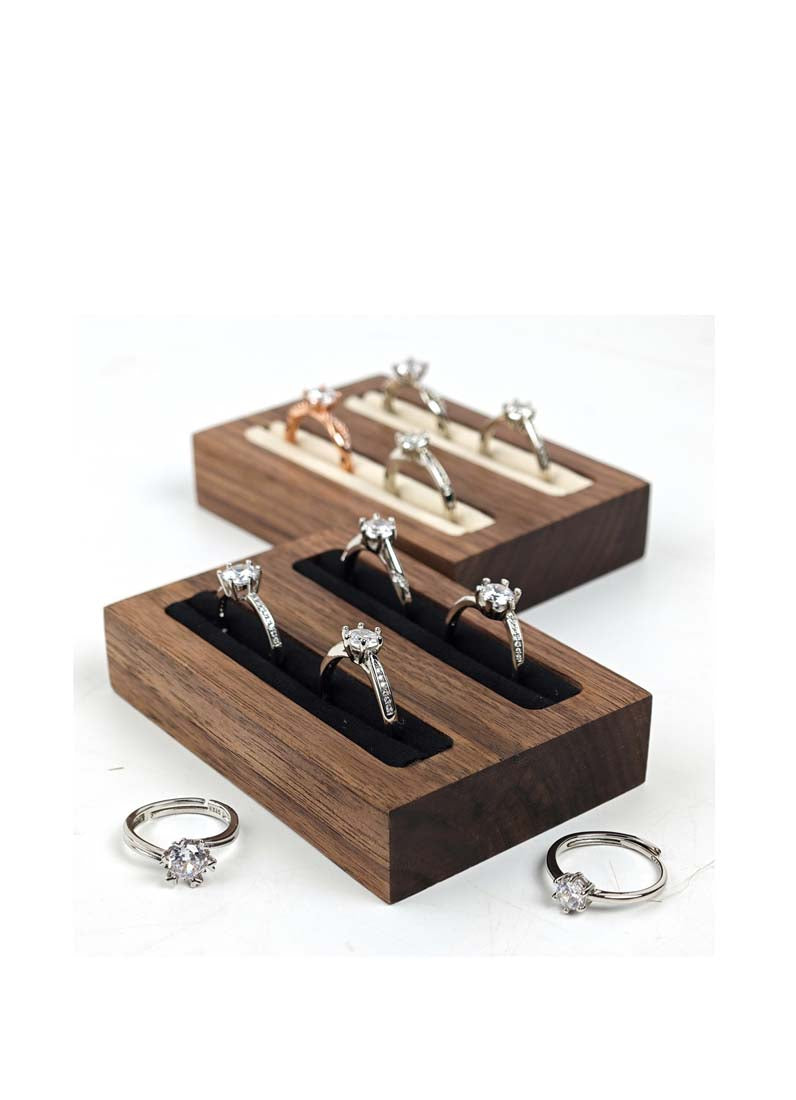 DISPLAY714 - Cream Wooden Rings Display