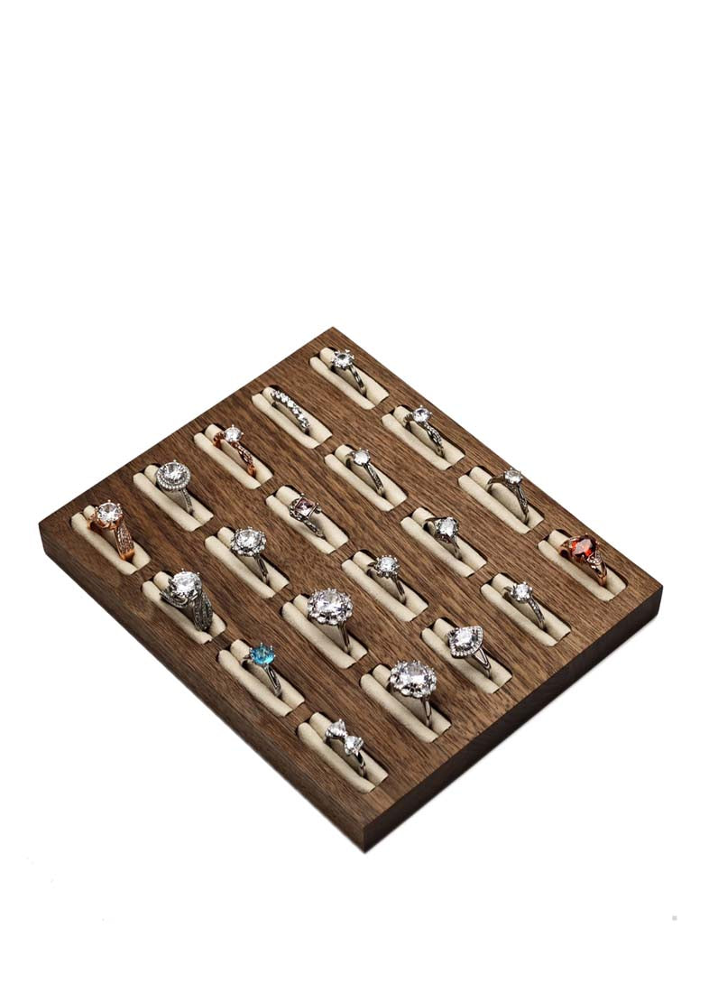 DISPLAY716 - Cream Wooden Rings Display
