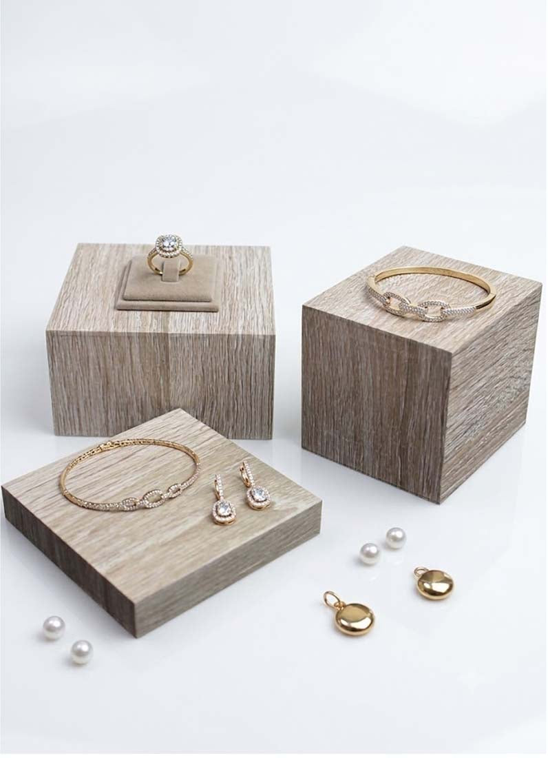 DISPLAY466 - Brown 3 Pc Display Risers