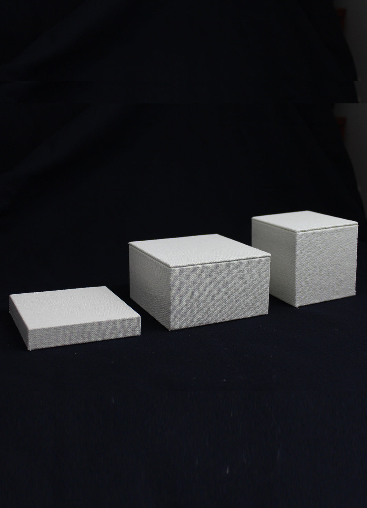 DISPLAY466 - Cream Linen 3 Pc Display Risers
