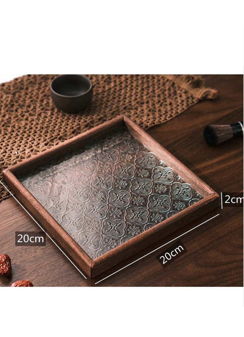 DISPLAY606 -  Wooden Glass Square Tray (L)