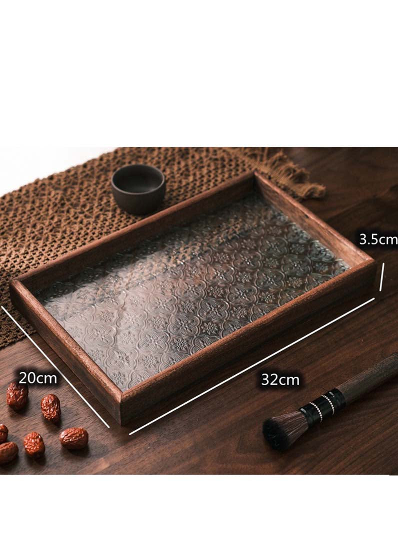DISPLAY608 -  Wooden Glass Rectangle Tray