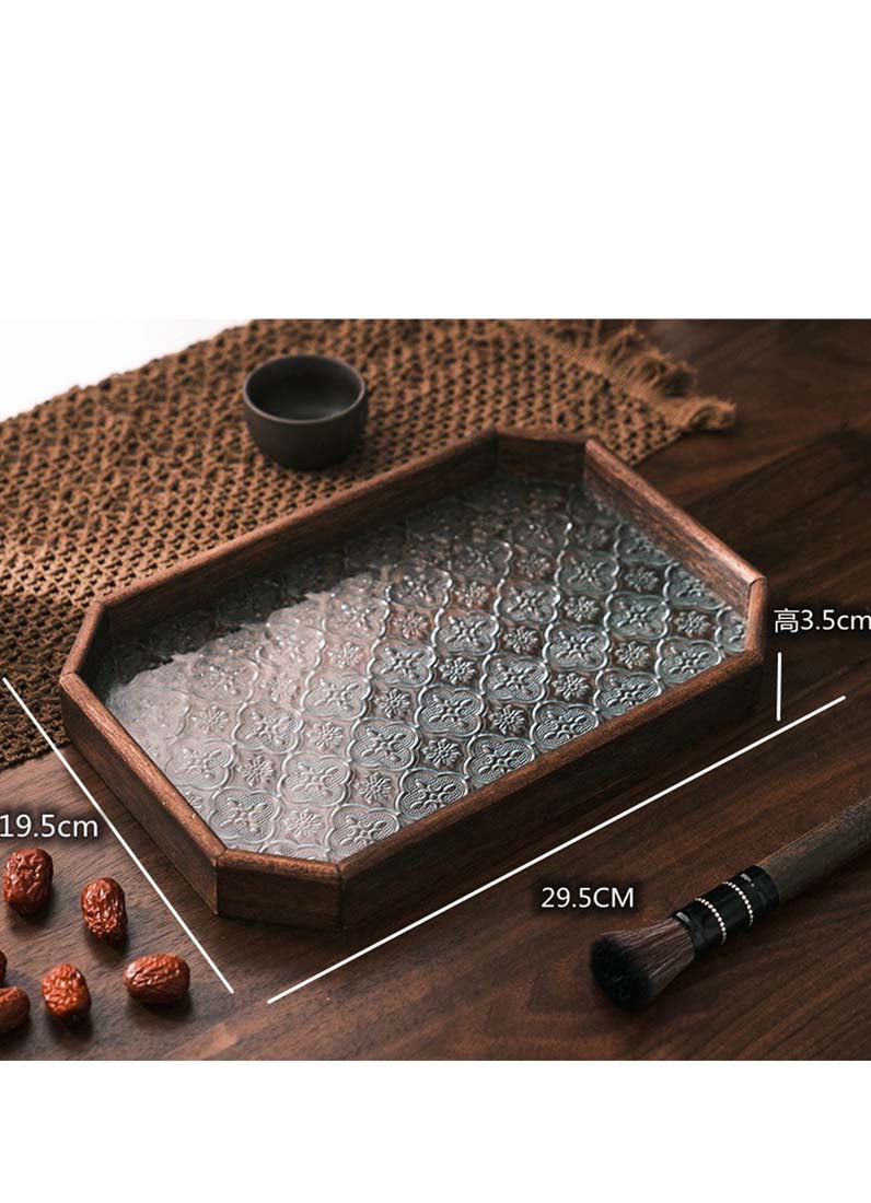 DISPLAY609 -  Wooden Glass Octagon Tray